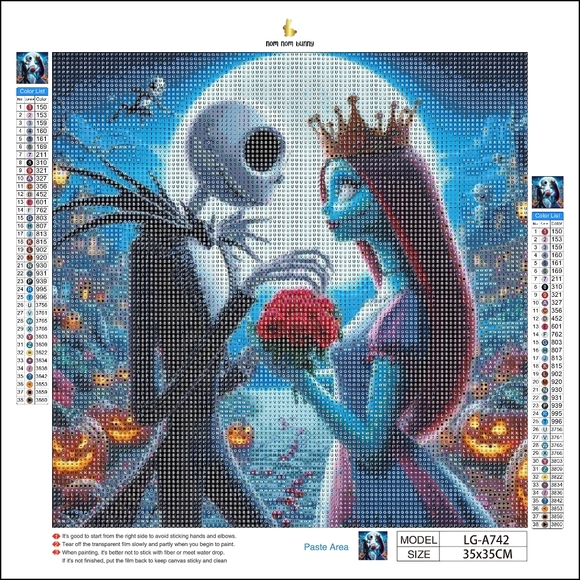 Jack & Sally Wedding DIY 5D Full Round Drill Diamond Painting - Picture 2 of 4